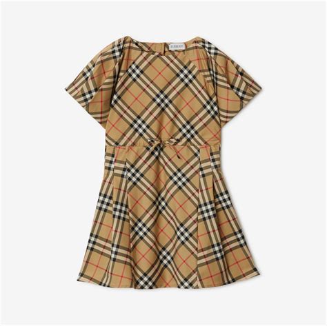 burberry item 80078441|Pleated Check Stretch Cotton Dress in Archive beige .